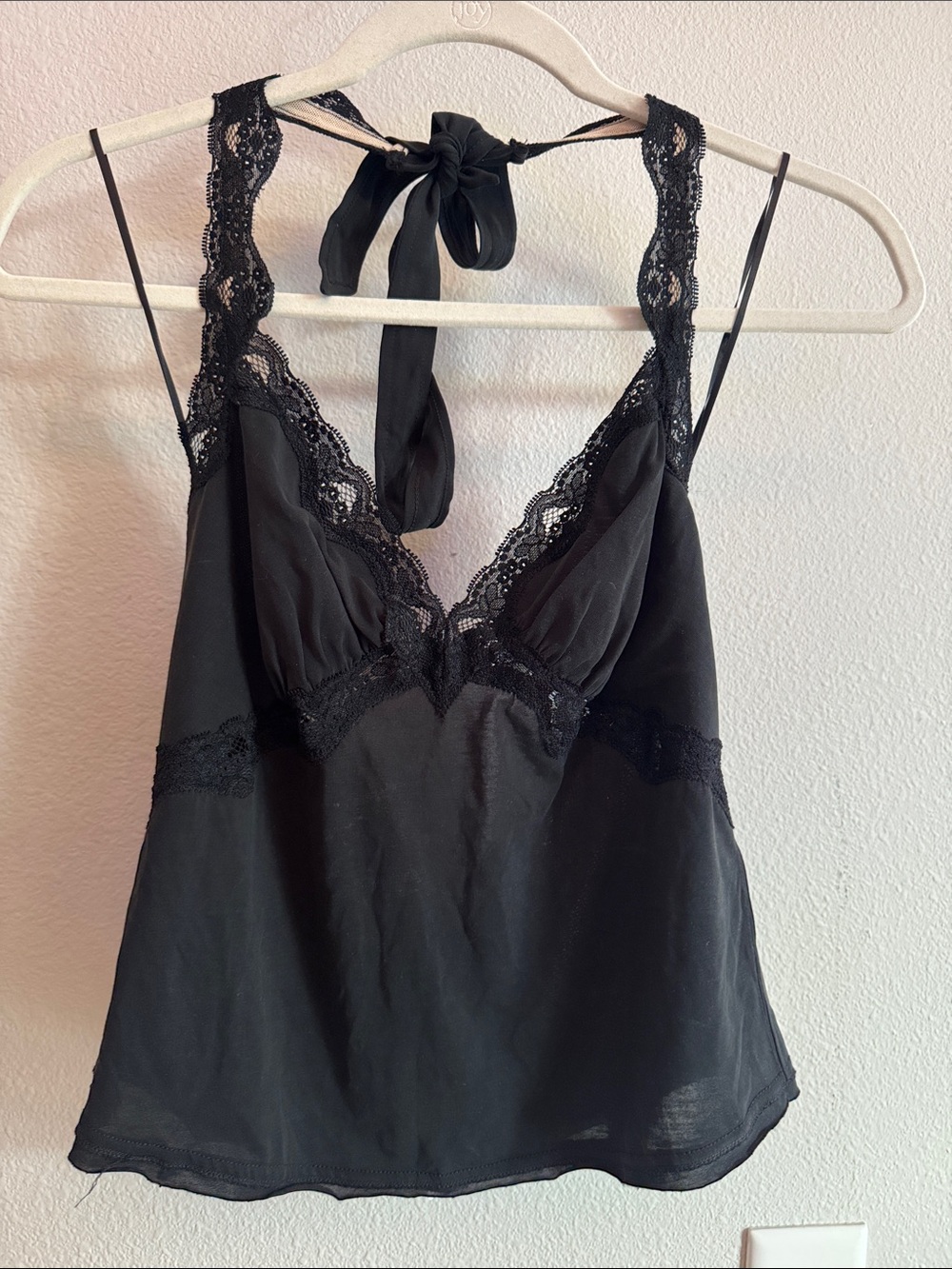 Free People Black Lace Halter Camisole